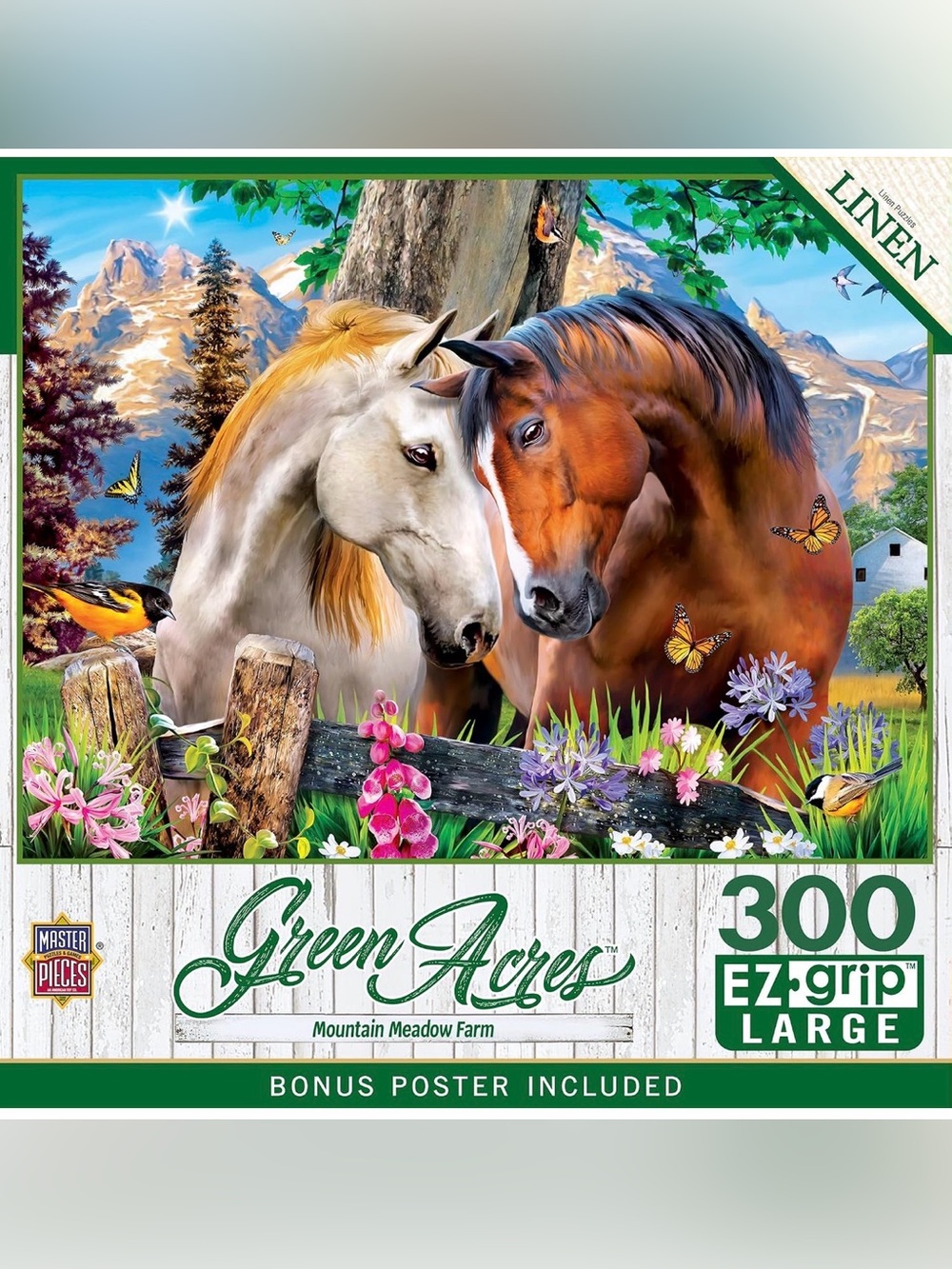 Green Acres Mountain Meadow Farm 300-Piece Jigsaw Puzzle EZ-Grip Large
